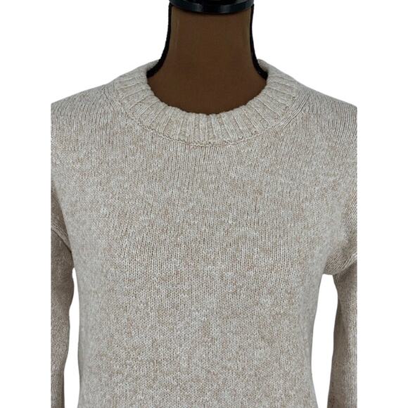 J. Crew Women’s Sweater in Oatmeal Beige with Ribbed Collar and Hem – Size Small - Picture 2 of 7